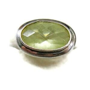 sz 6 Large Light Yellow Dome Patina 12.19g Vintage Ring Sterling Silver 925